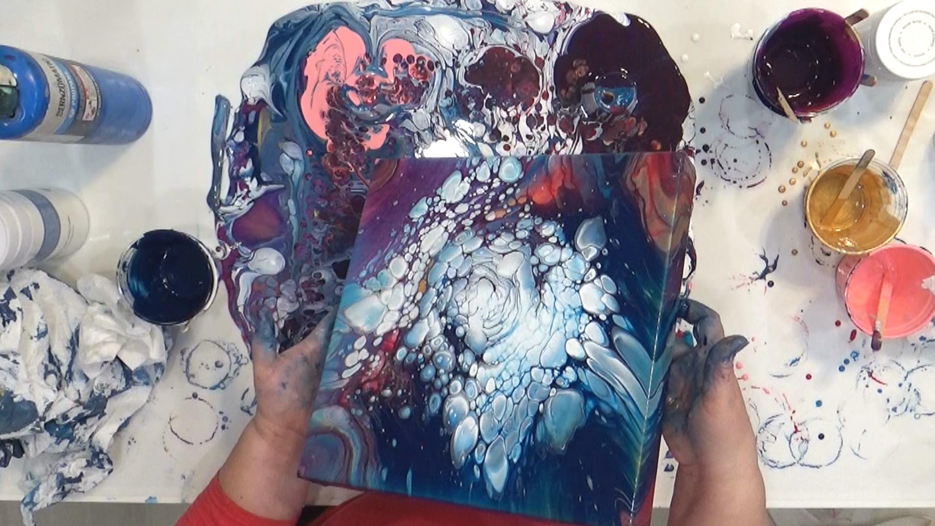 Cloud Pour - Avalanche - move paint around on canvas