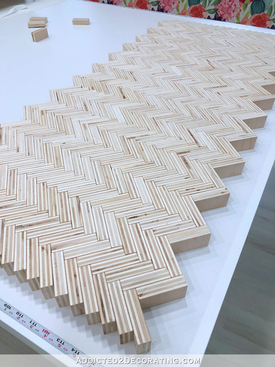 edge grain plywood herringbone table top