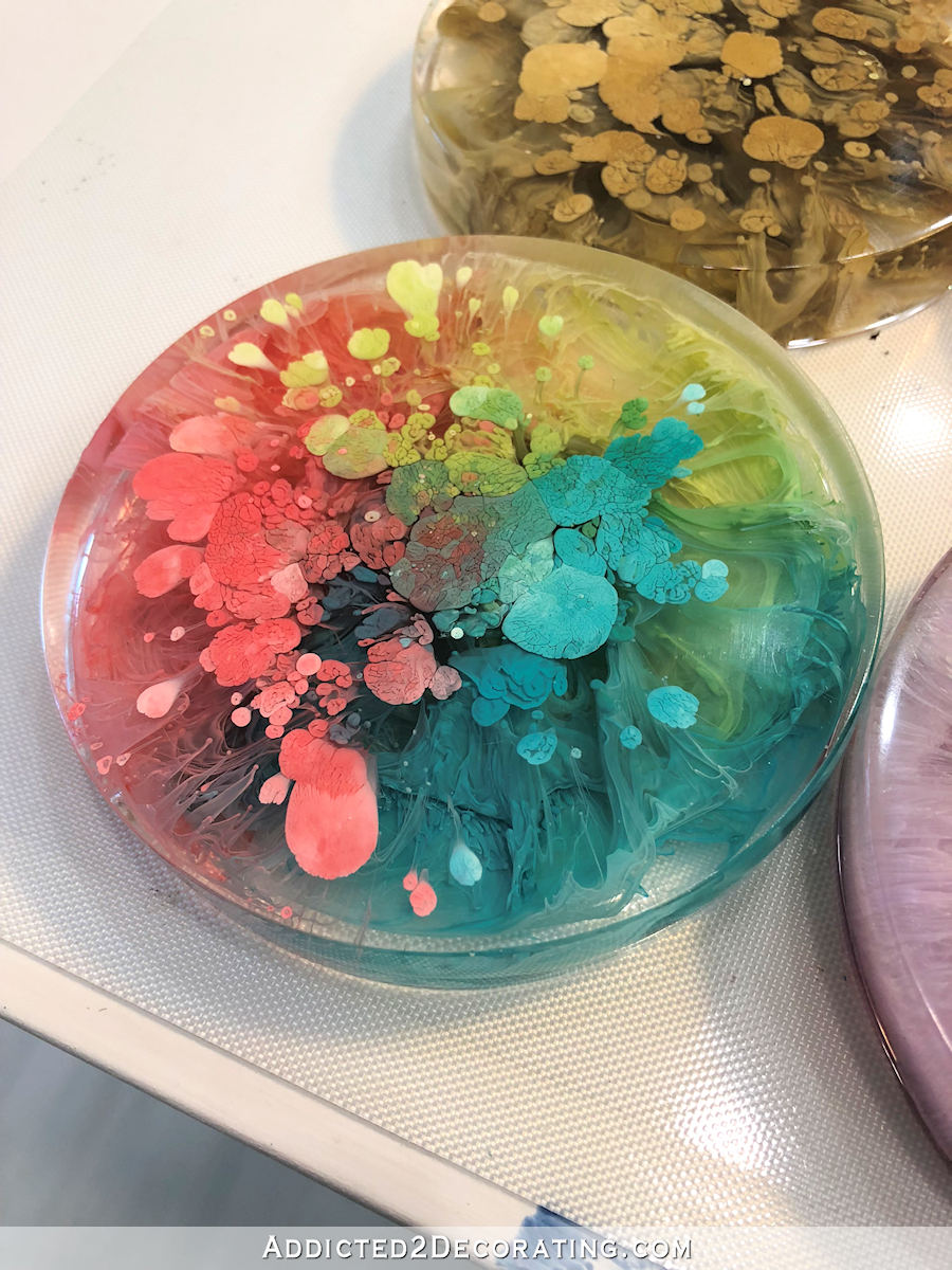 Rainbow Alcohol Ink Resin Coasters