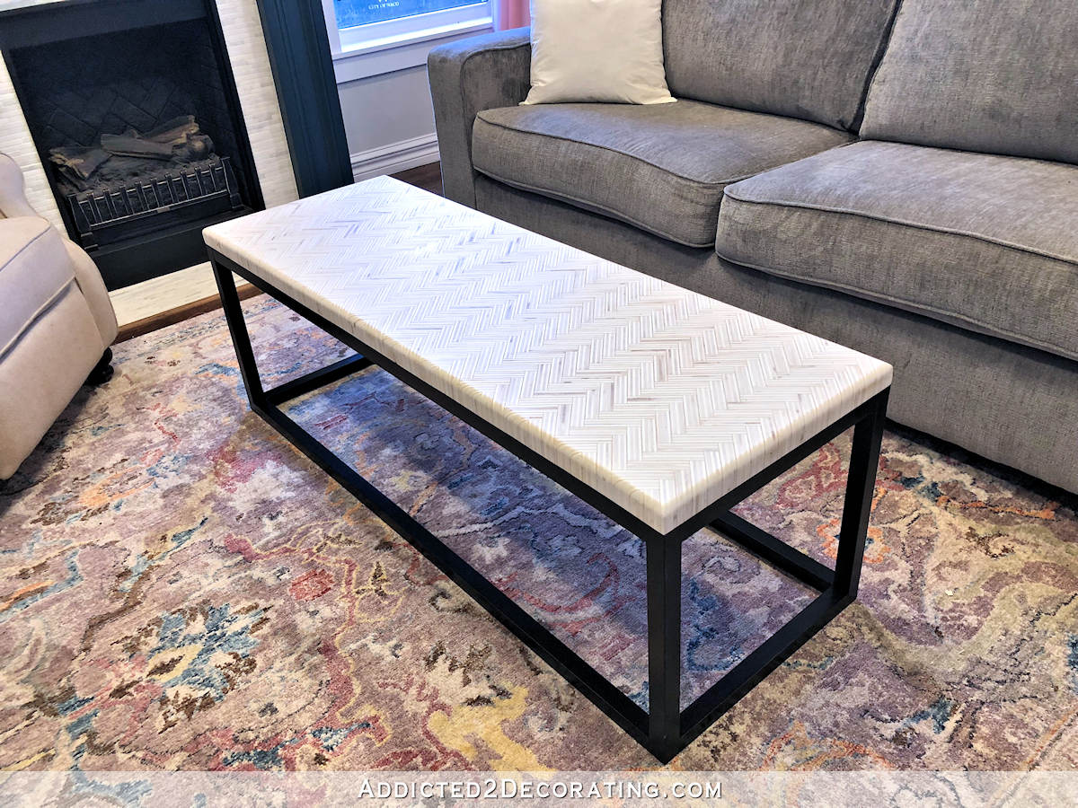 DIY edge grain plywood herringbone coffee table - 2