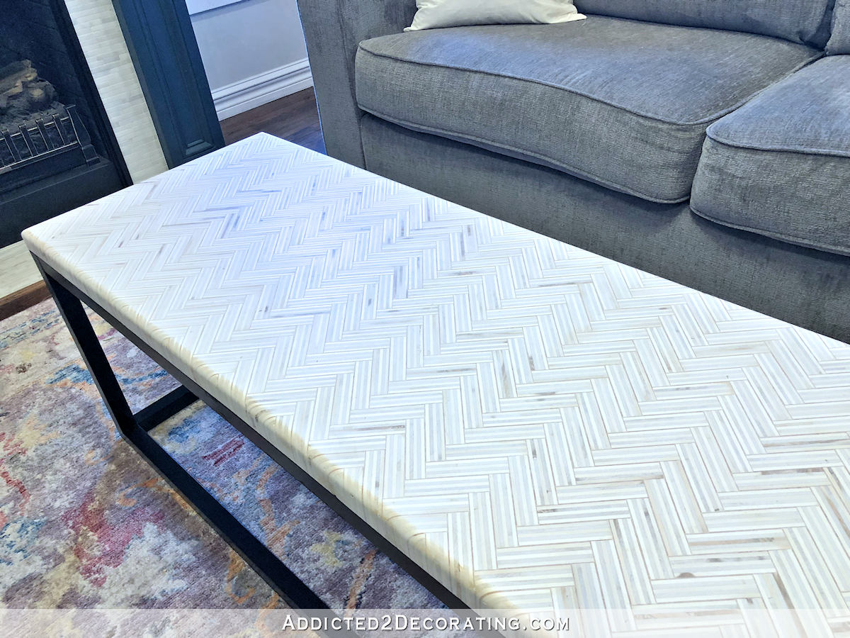 DIY edge grain plywood herringbone coffee table - 4
