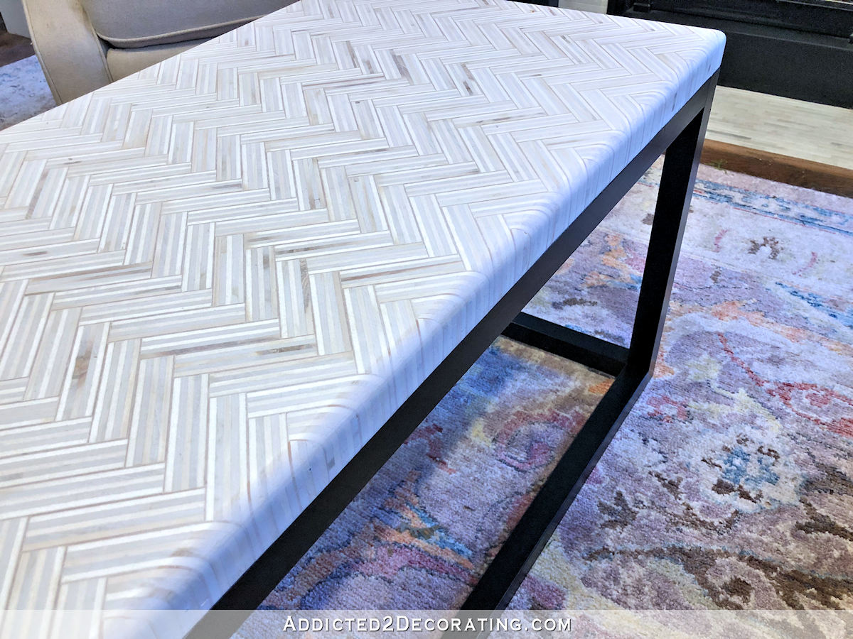 DIY edge grain plywood herringbone coffee table - 6