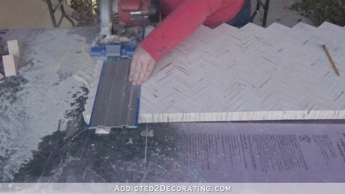 How to build an edge grain plywood herringbone coffee table - step 9 - cut the edges with circular saw