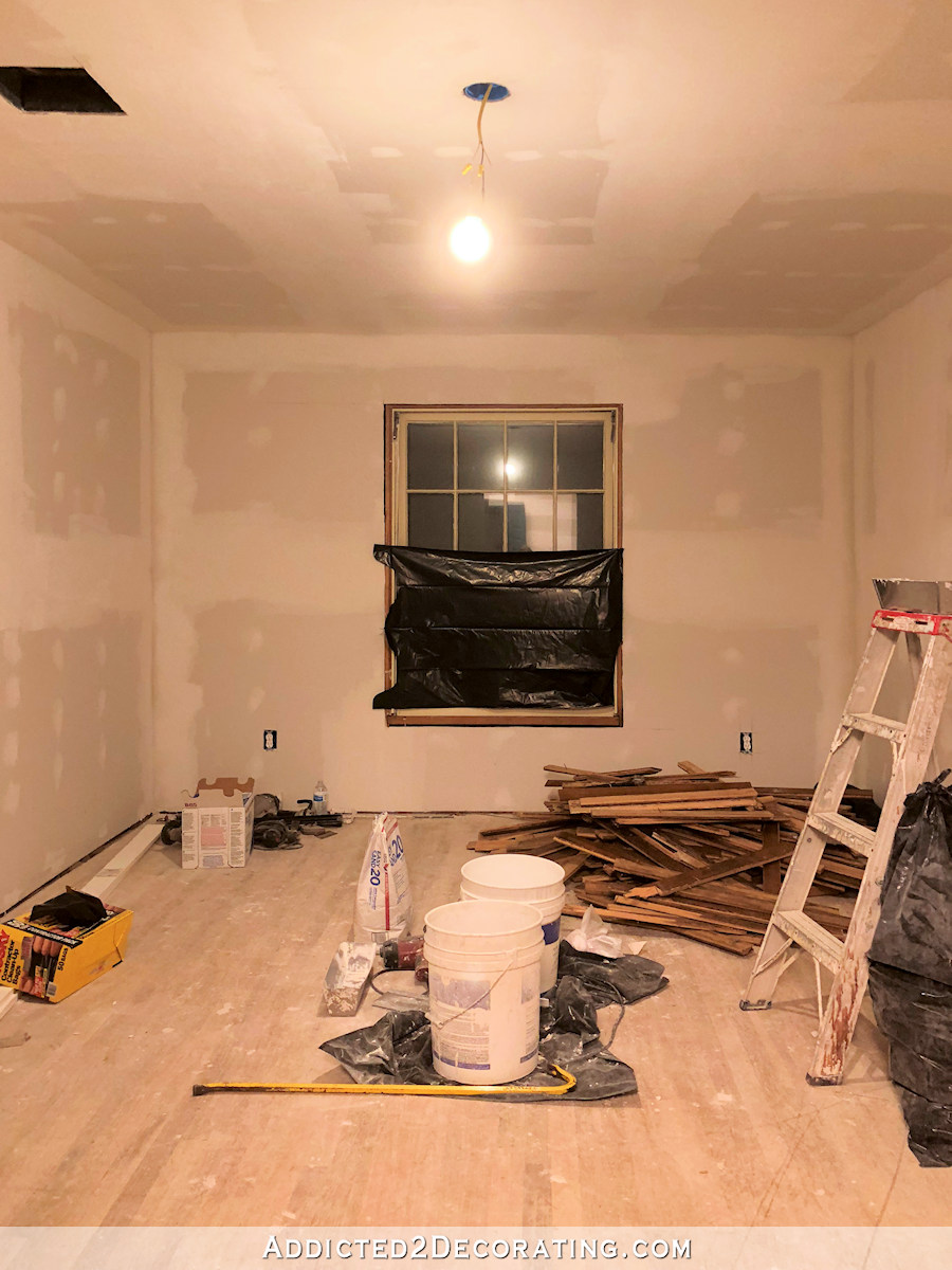 guest bedroom remodel - new drywall