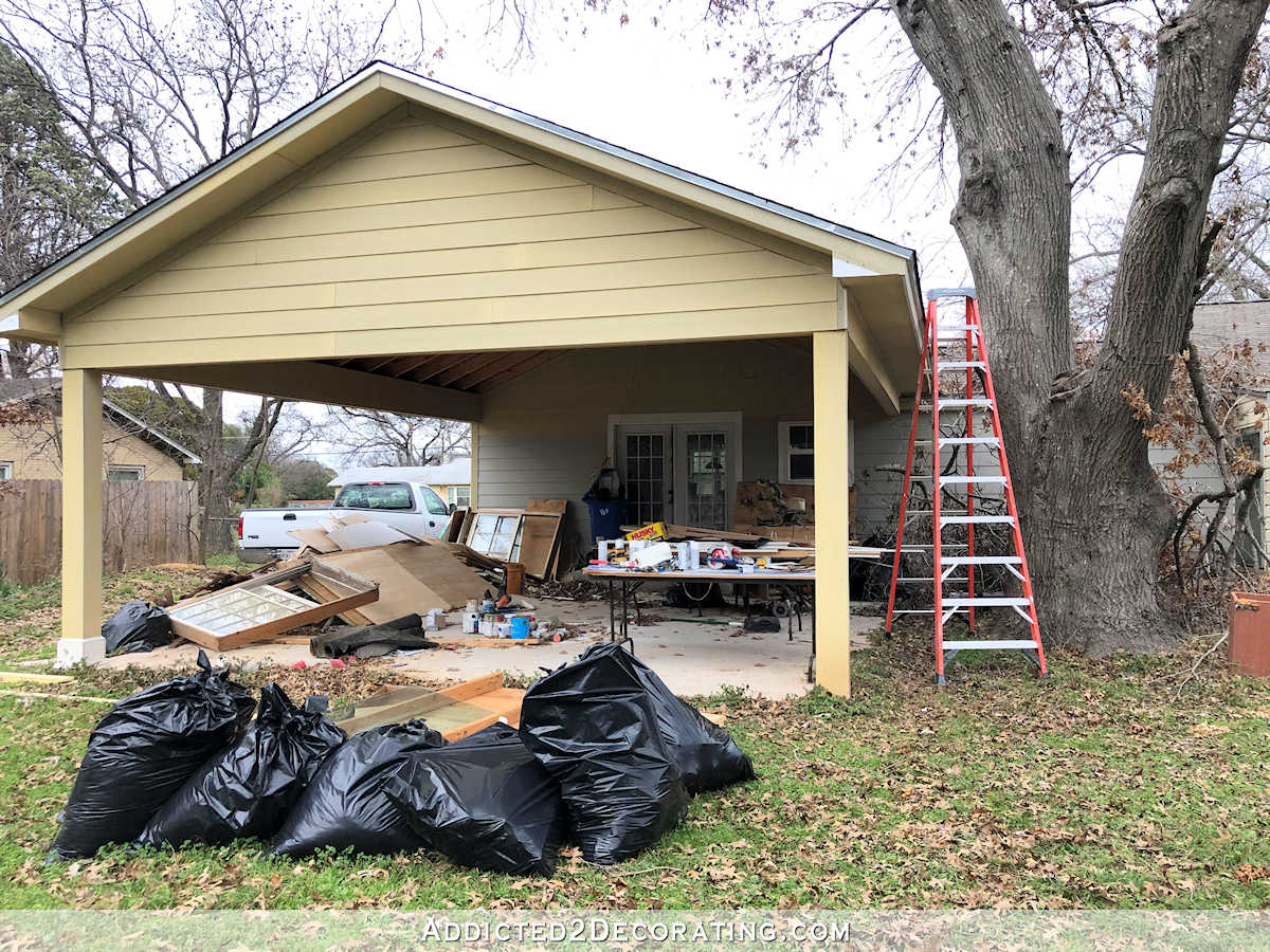 carport during bedroom and hallway remodel