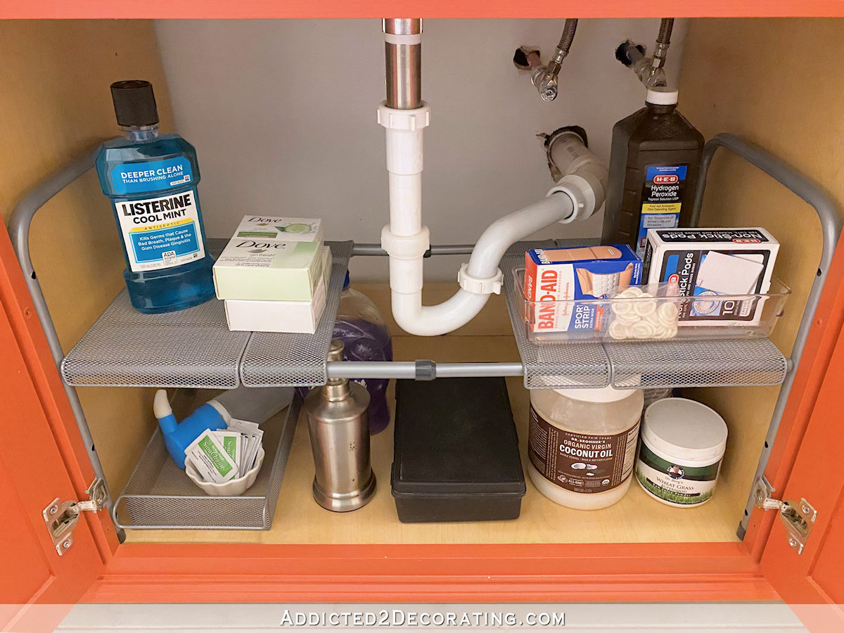 bathroom vanity organization - middle cabinet after