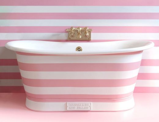 color inspiration - pink and white striped bathtub