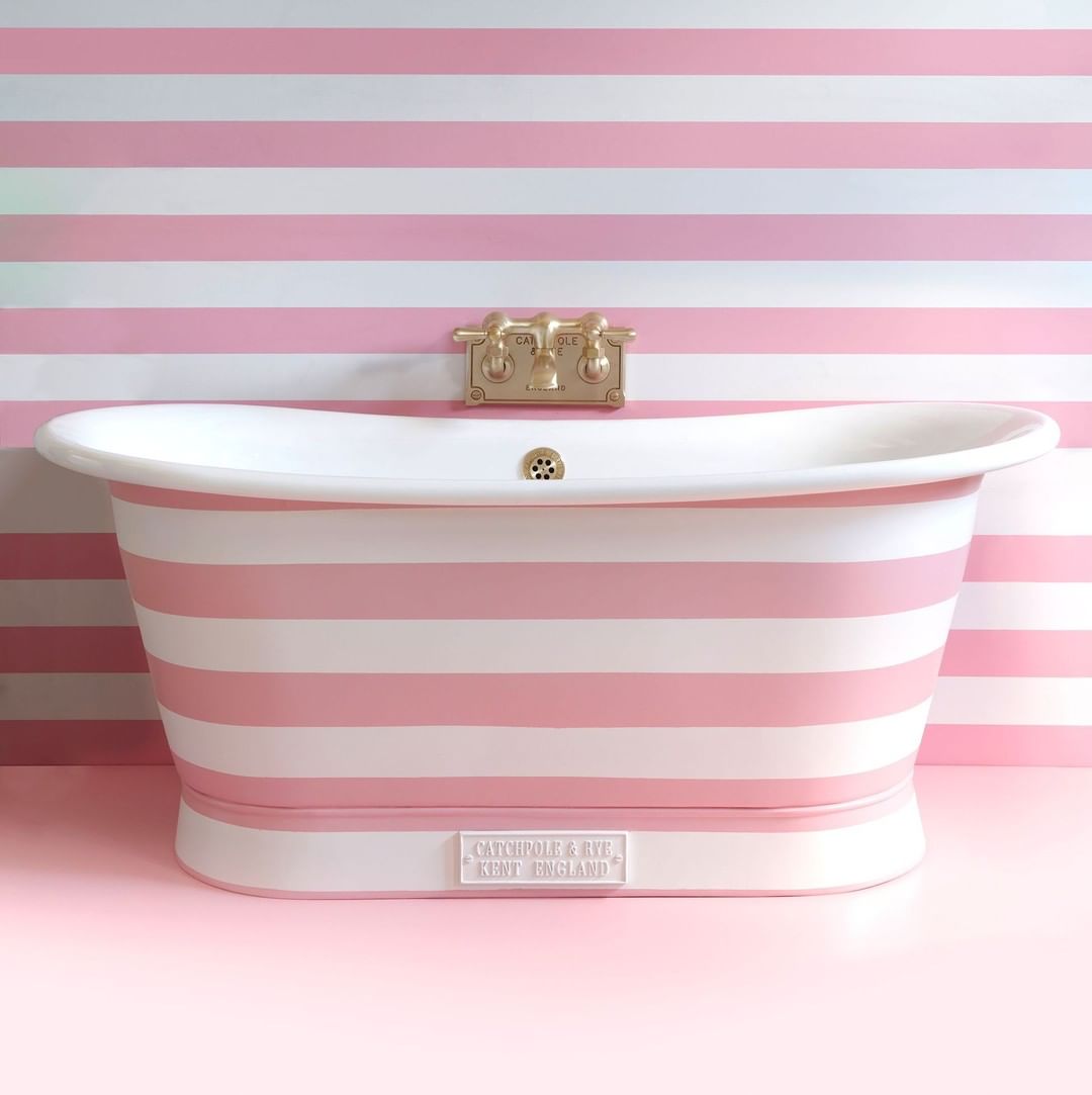 color inspiration - pink and white striped bathtub