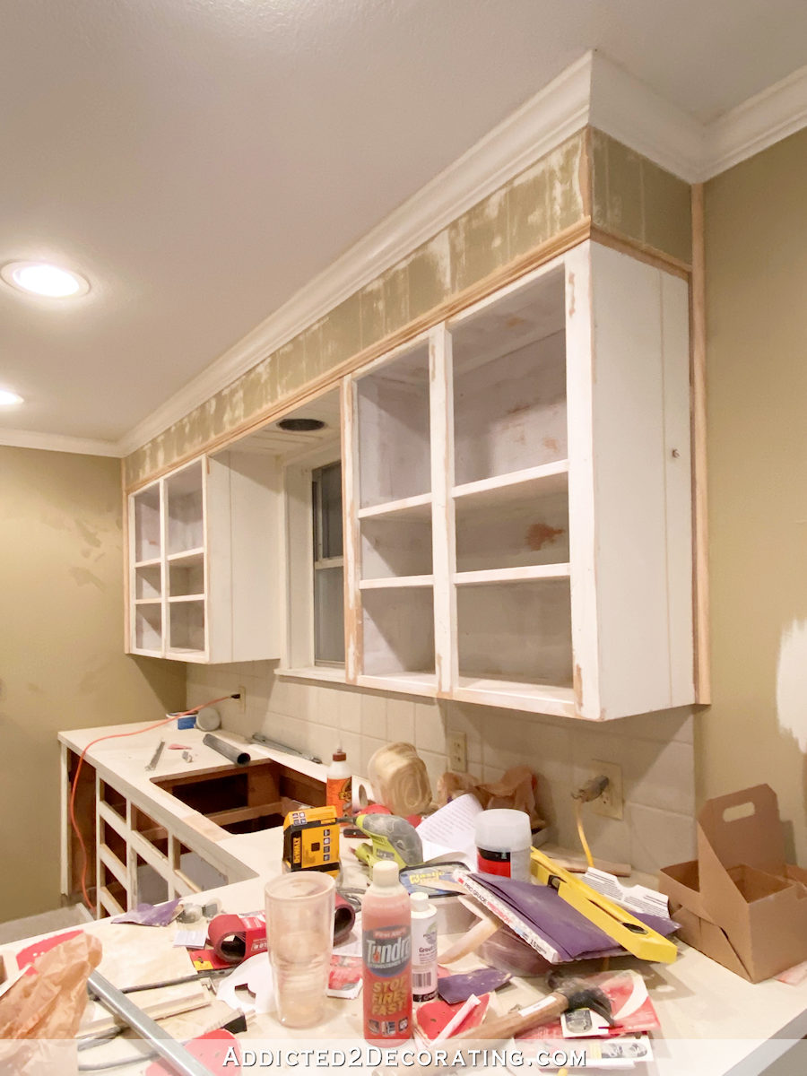 kitchen cabinets almost ready for paint - 1