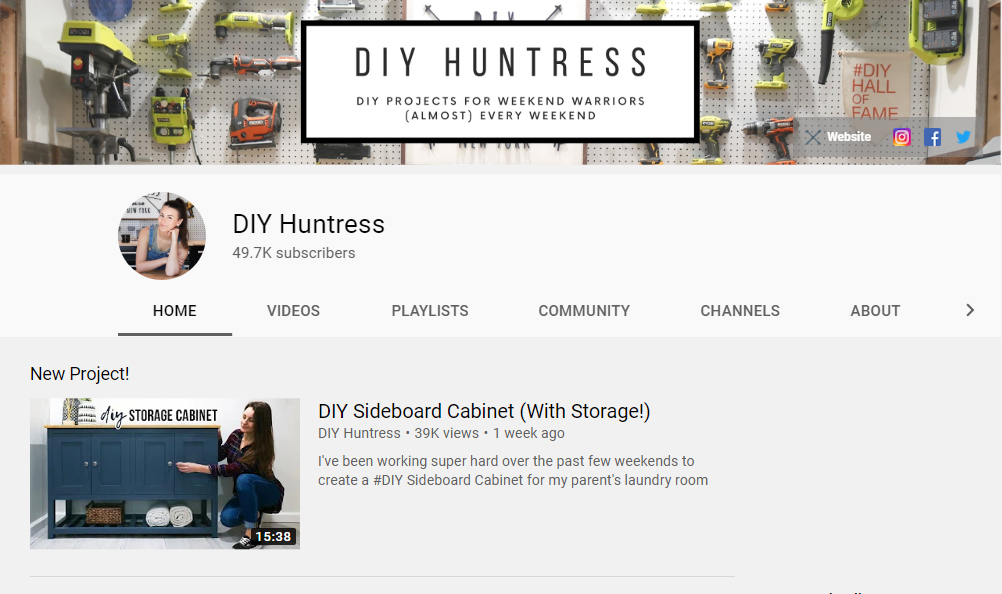 youtube - building - diy huntress