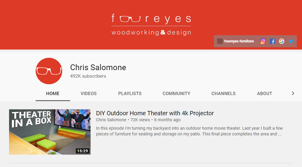 youtube - building - four eyes woodworking