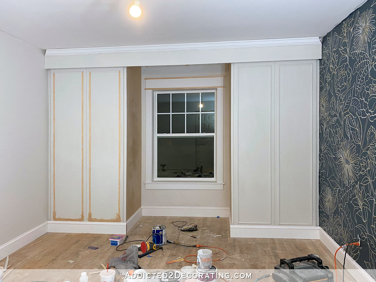 finishing the trim on the built-in closets - 10