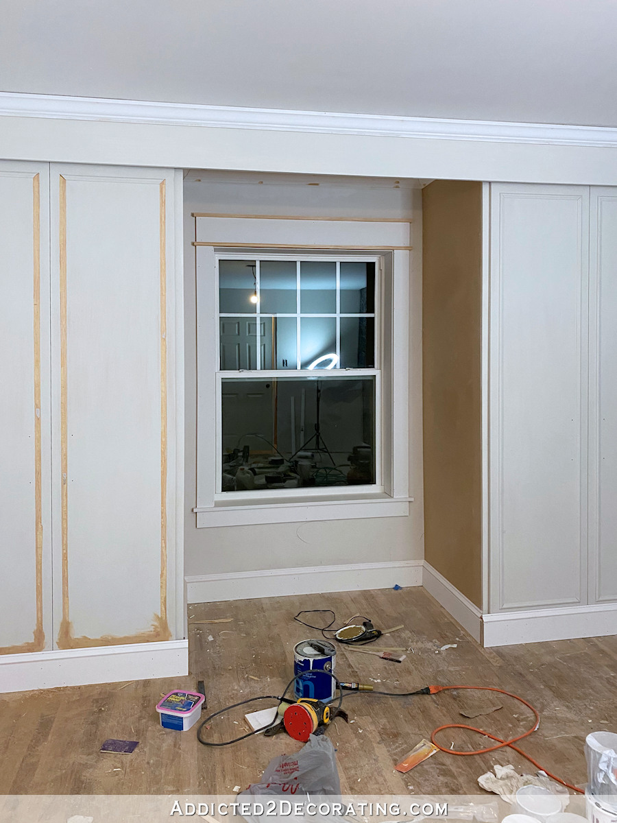 finishing the trim on the built-in closets - 9