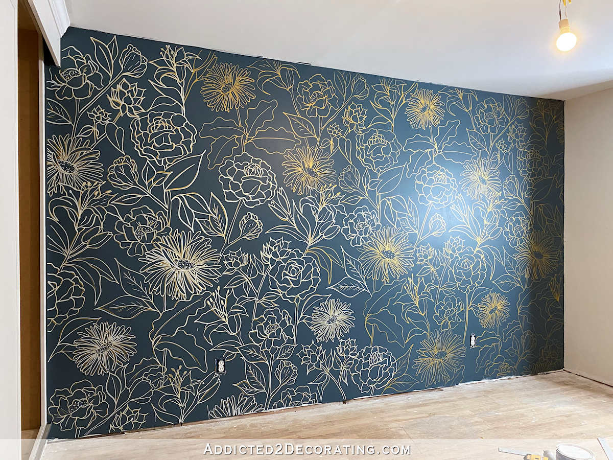 floral line drawing wall mural - 8