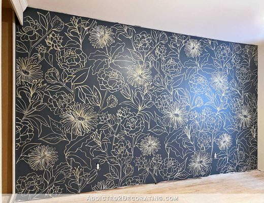 floral line drawing wall mural - finished 1