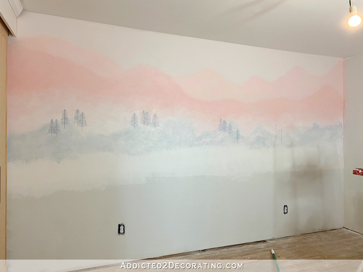 mural 1 - pink mountains with trees