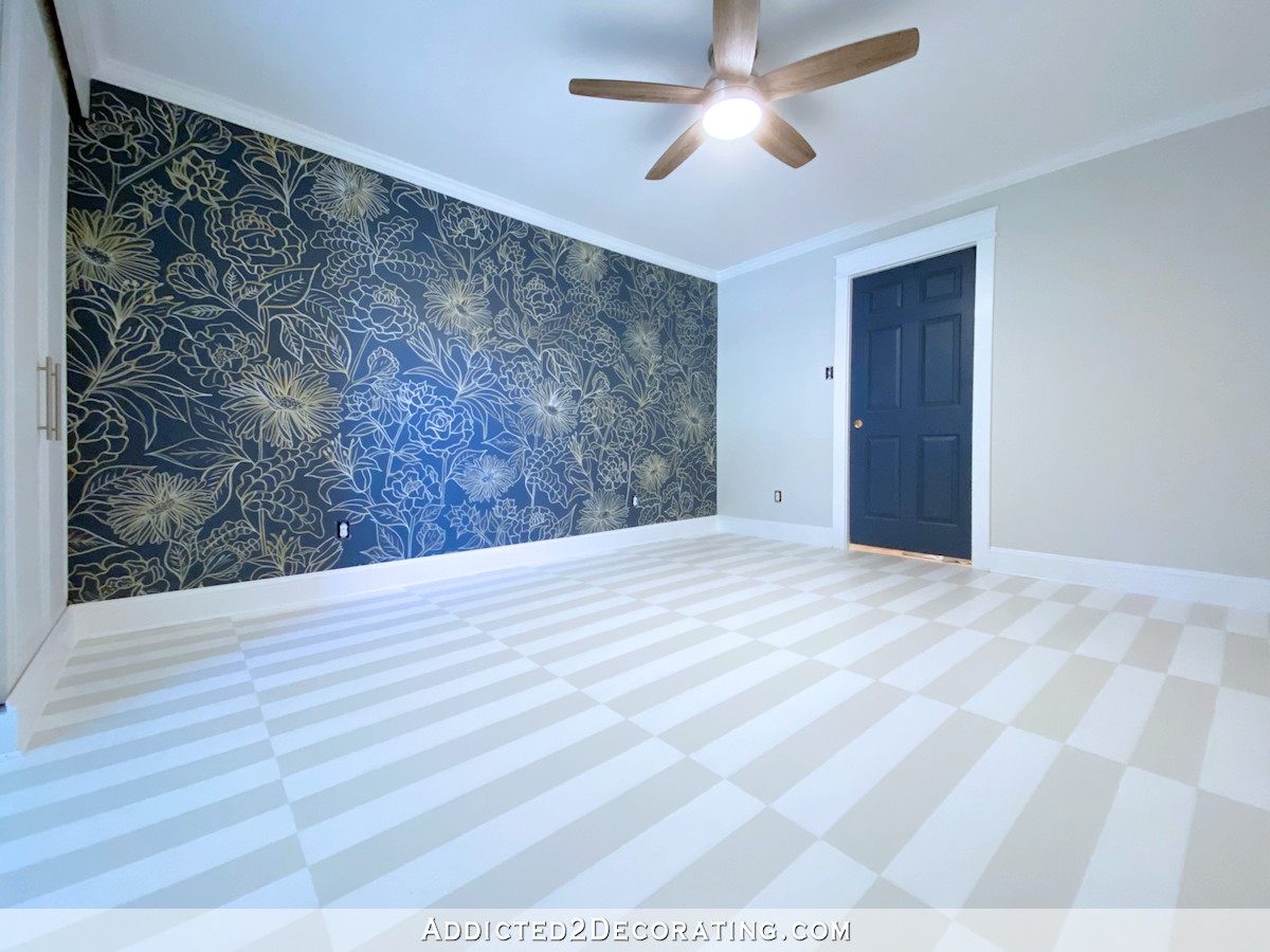 finished painted floor - offset stripe design - 5