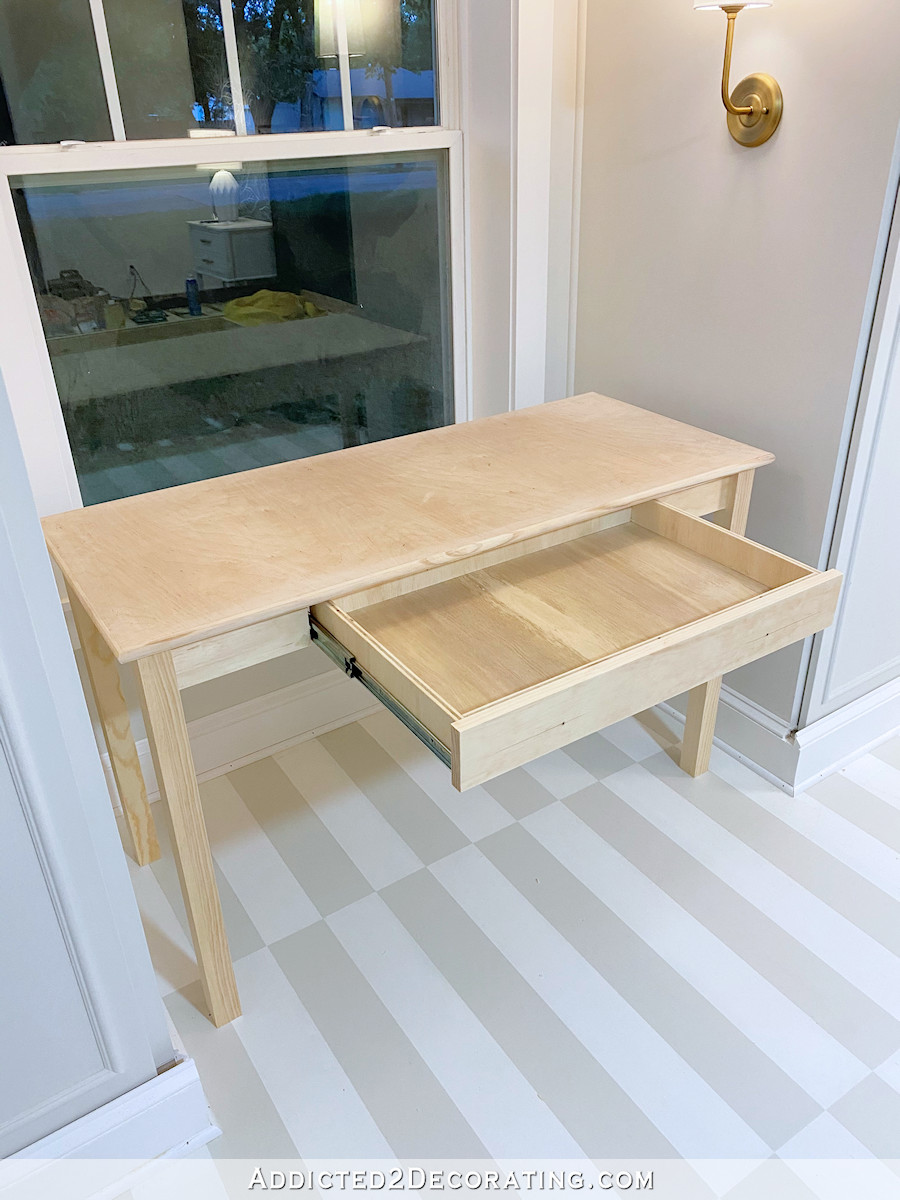 how to build a simple writing desk with a drawer - 36