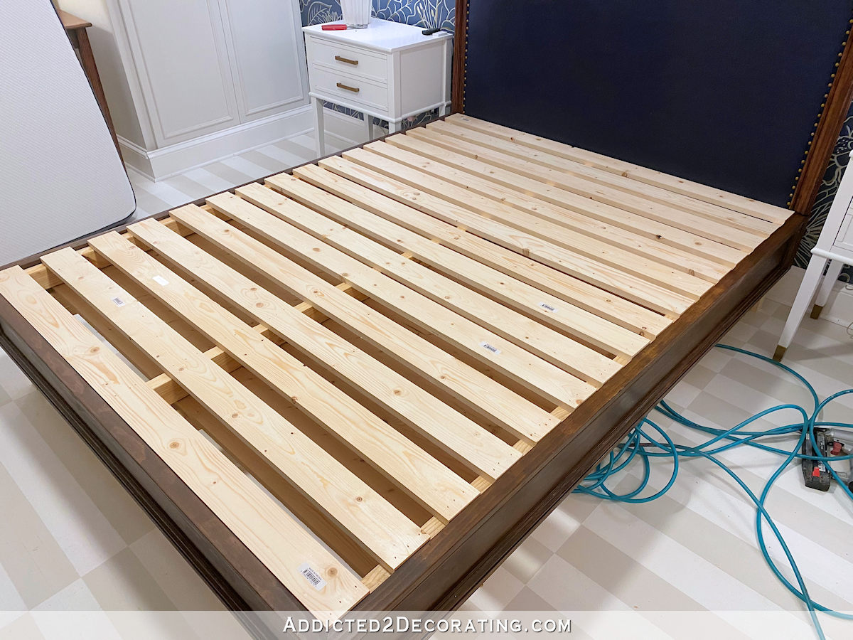 modifying bed frame to turn it into a platform bed - 3