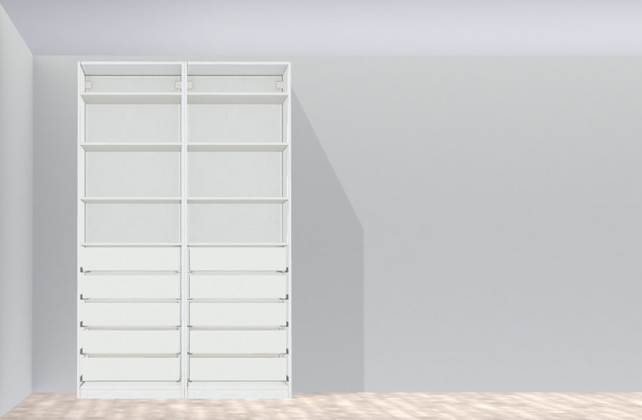 Ikea Pax wardrobes - studio builtins - entry wall