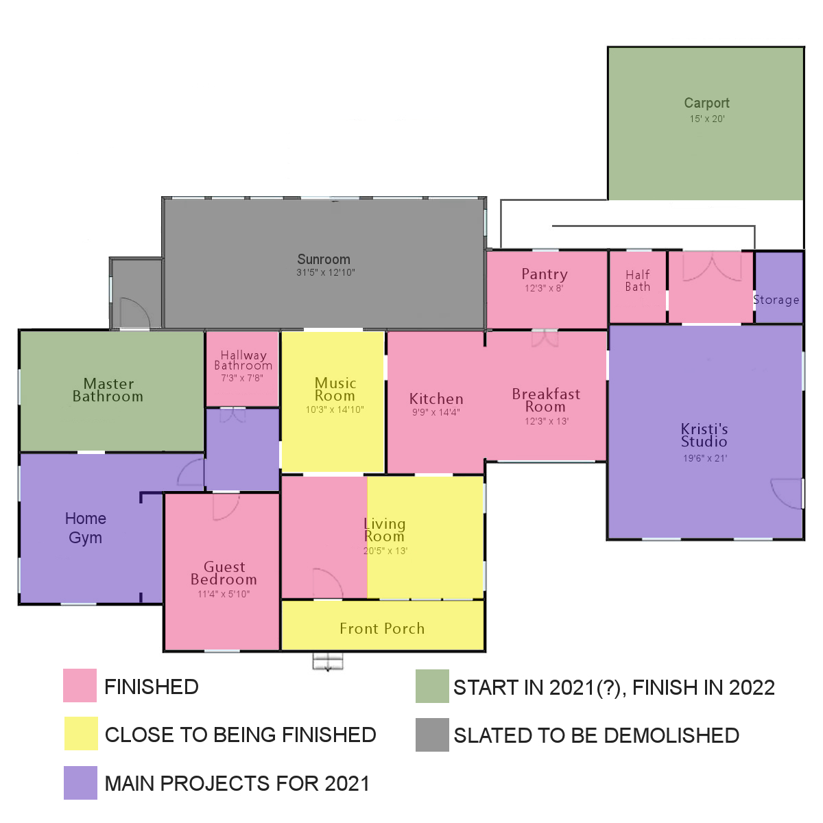 house floor plan - progress as of 2-22-21
