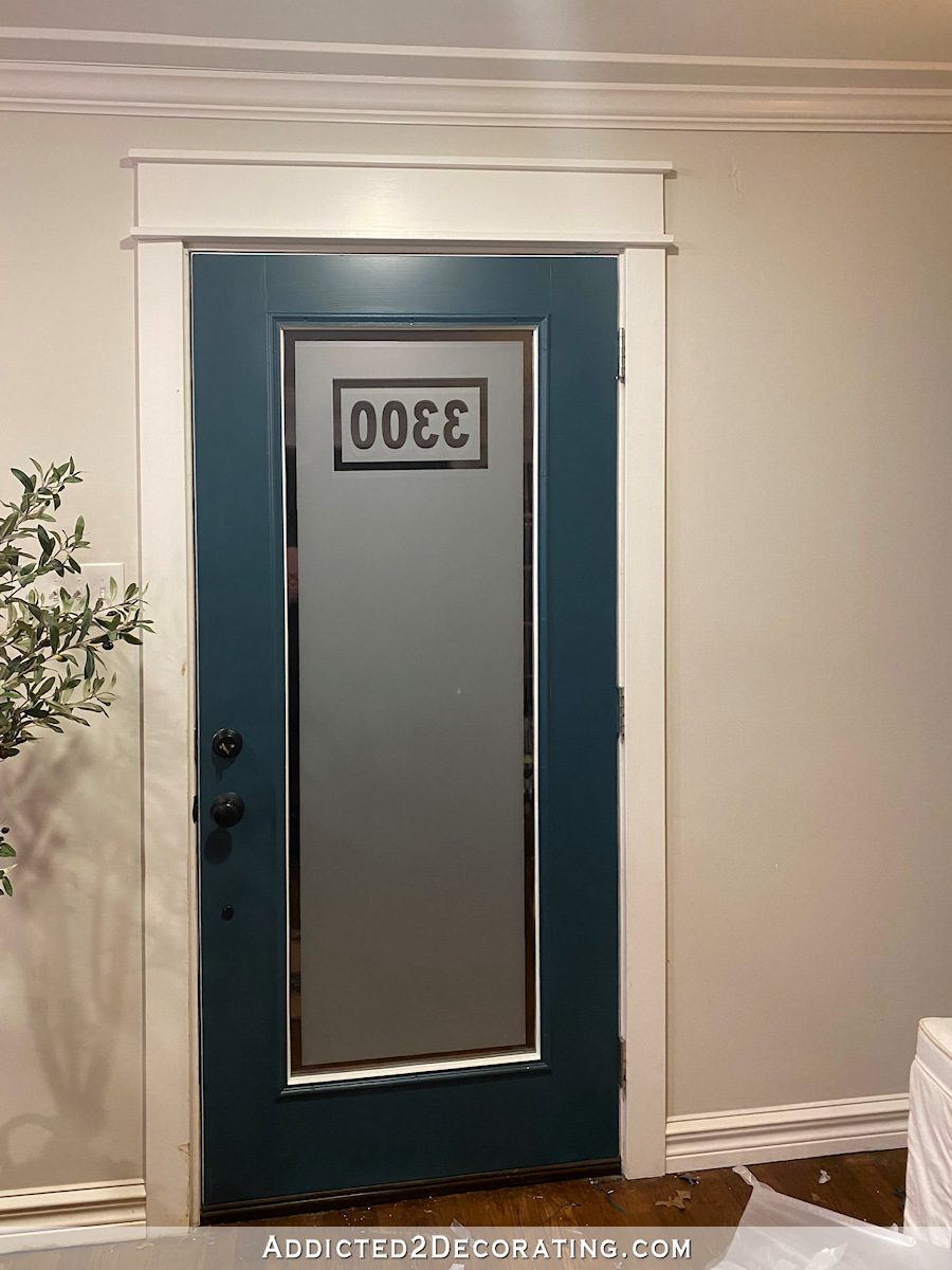 diy frostred front door with house numbers - 10