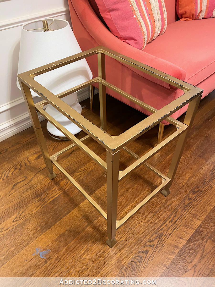 metal and glass side table makeover - 1