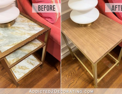 metal and glass side table makeover - before and after 1
