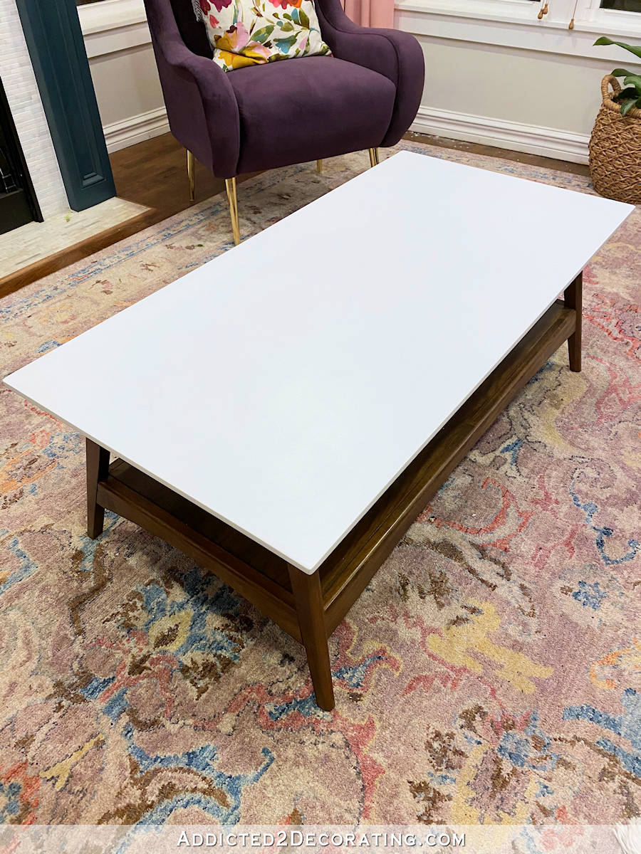diy faux marble coffee table - 1 - table before