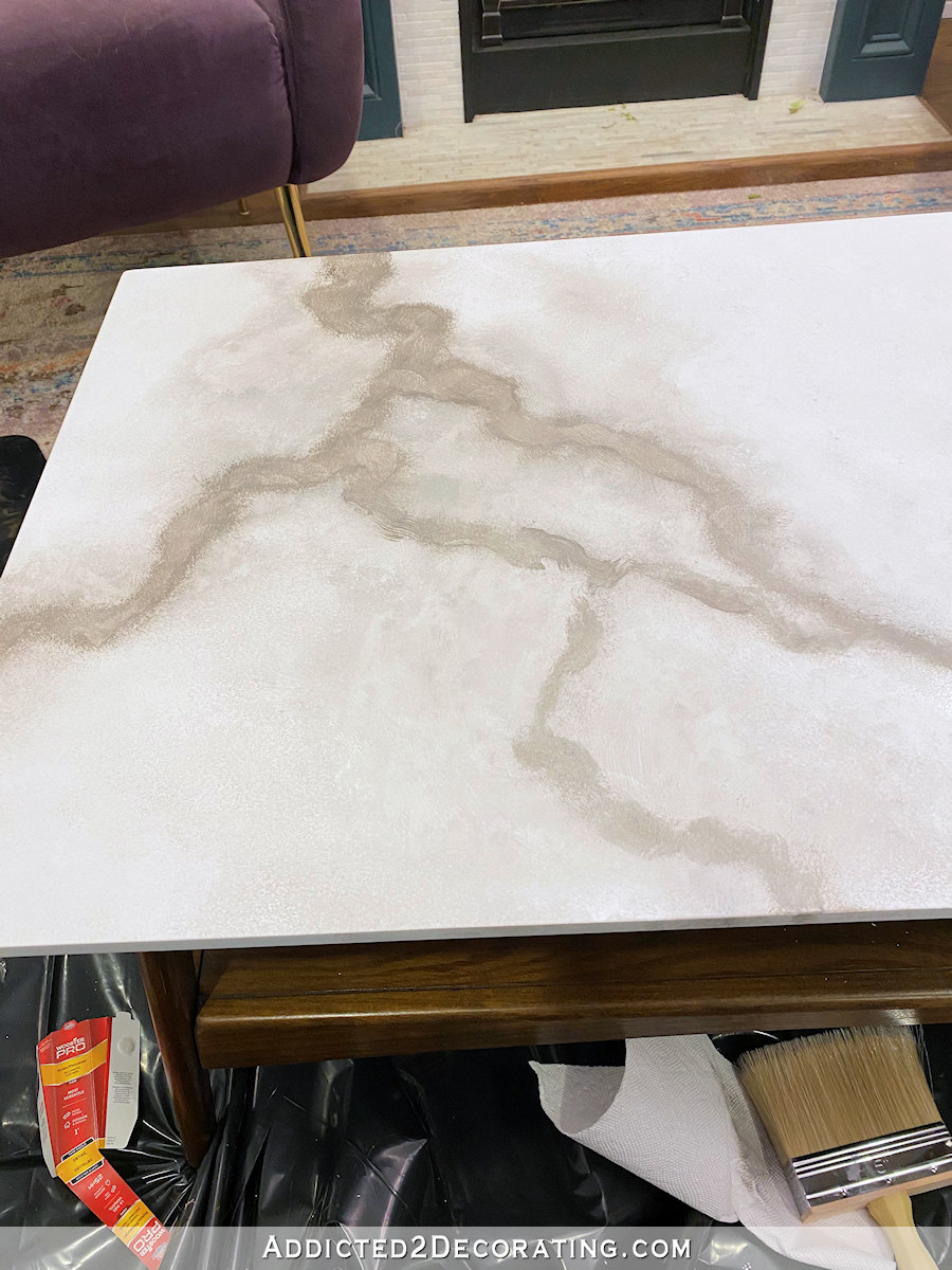 diy faux marble coffee table - 11 - large veins