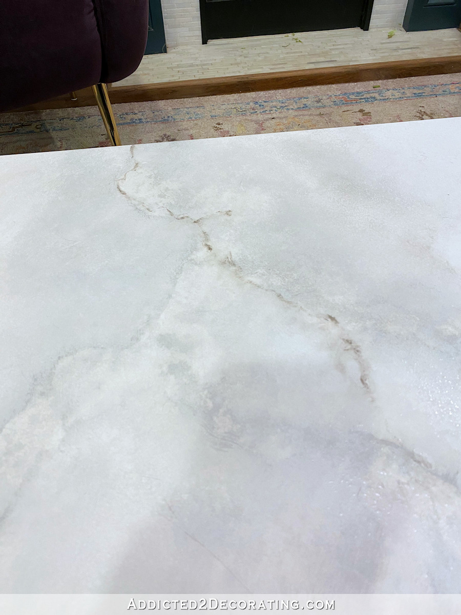 diy faux marble coffee table - 18 - paint smaller darker veins