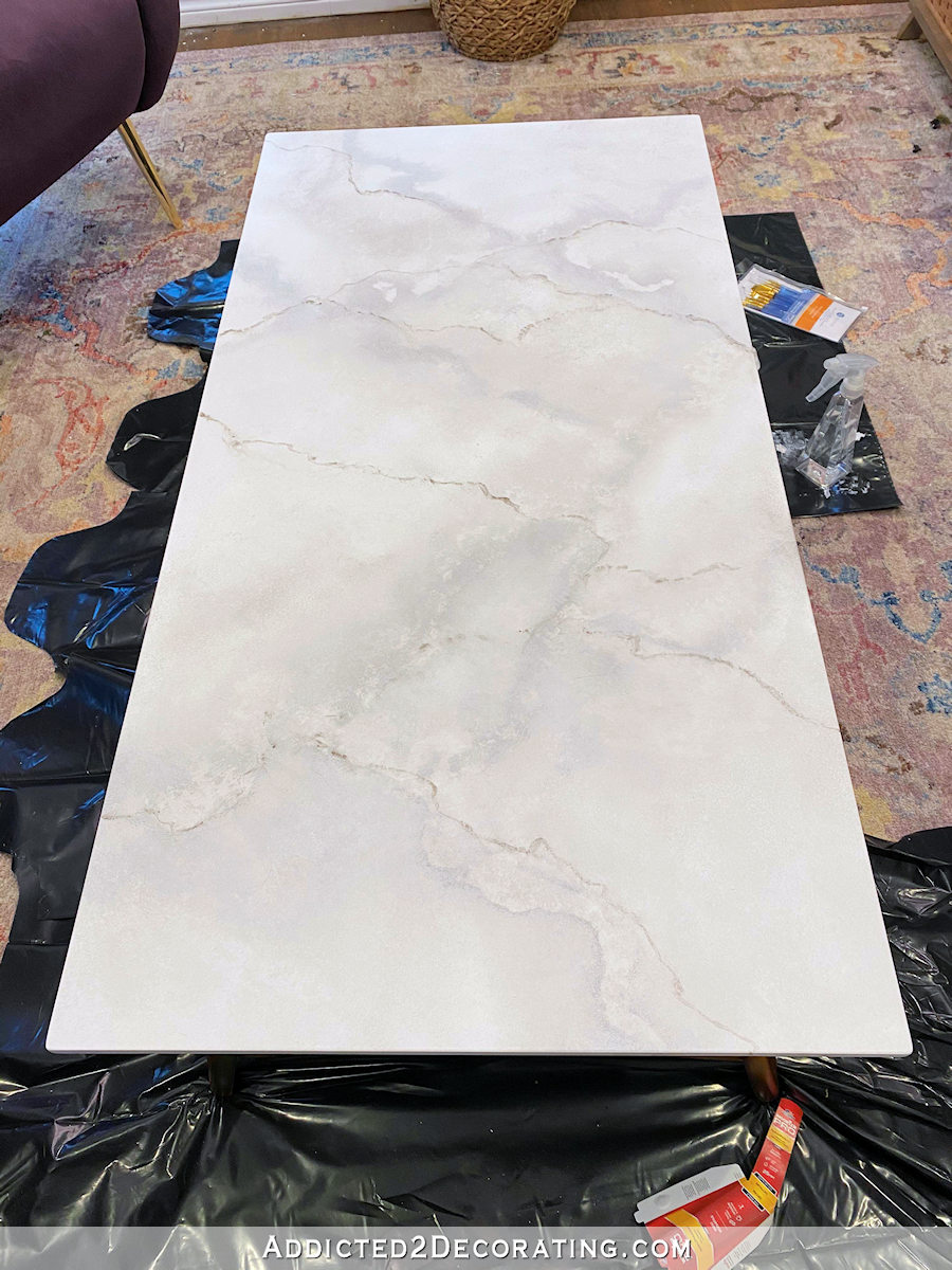 diy faux marble coffee table - 21 - small dark veins finished