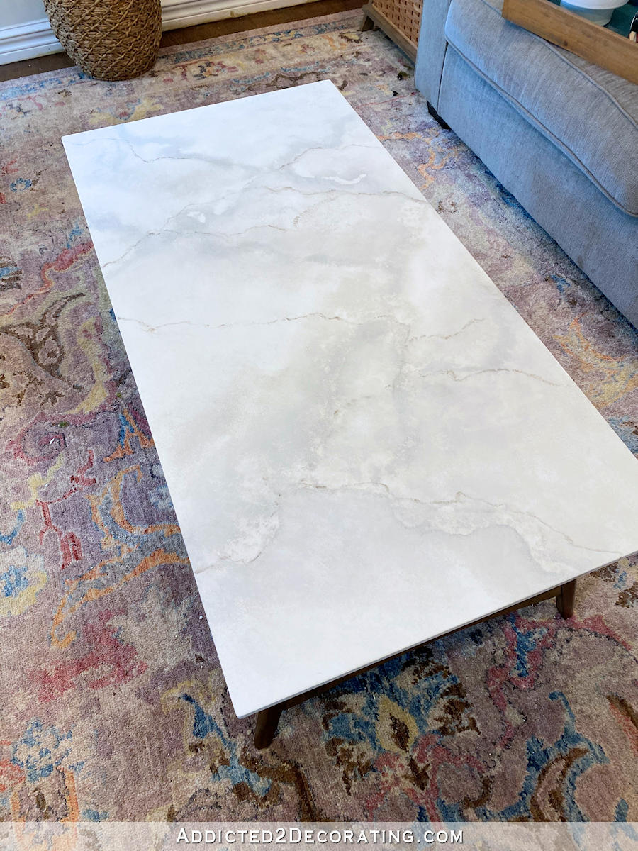 diy faux marble coffee table - 23 - finished top