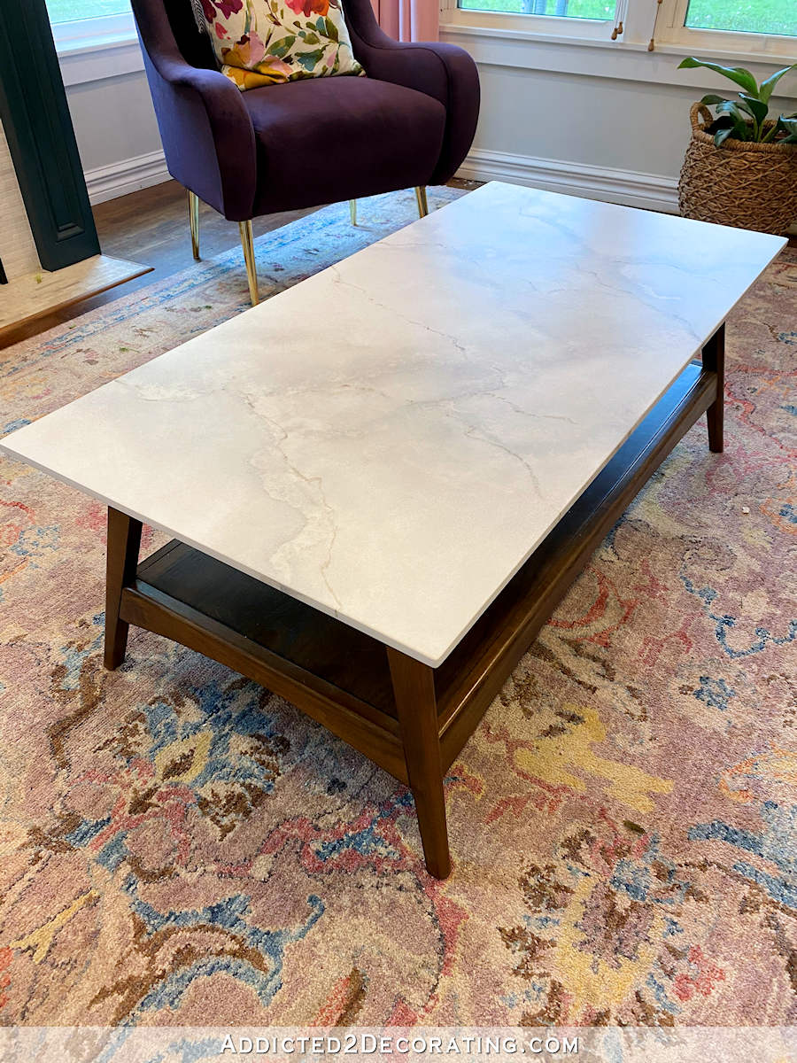 diy faux marble coffee table - 24 - finished top