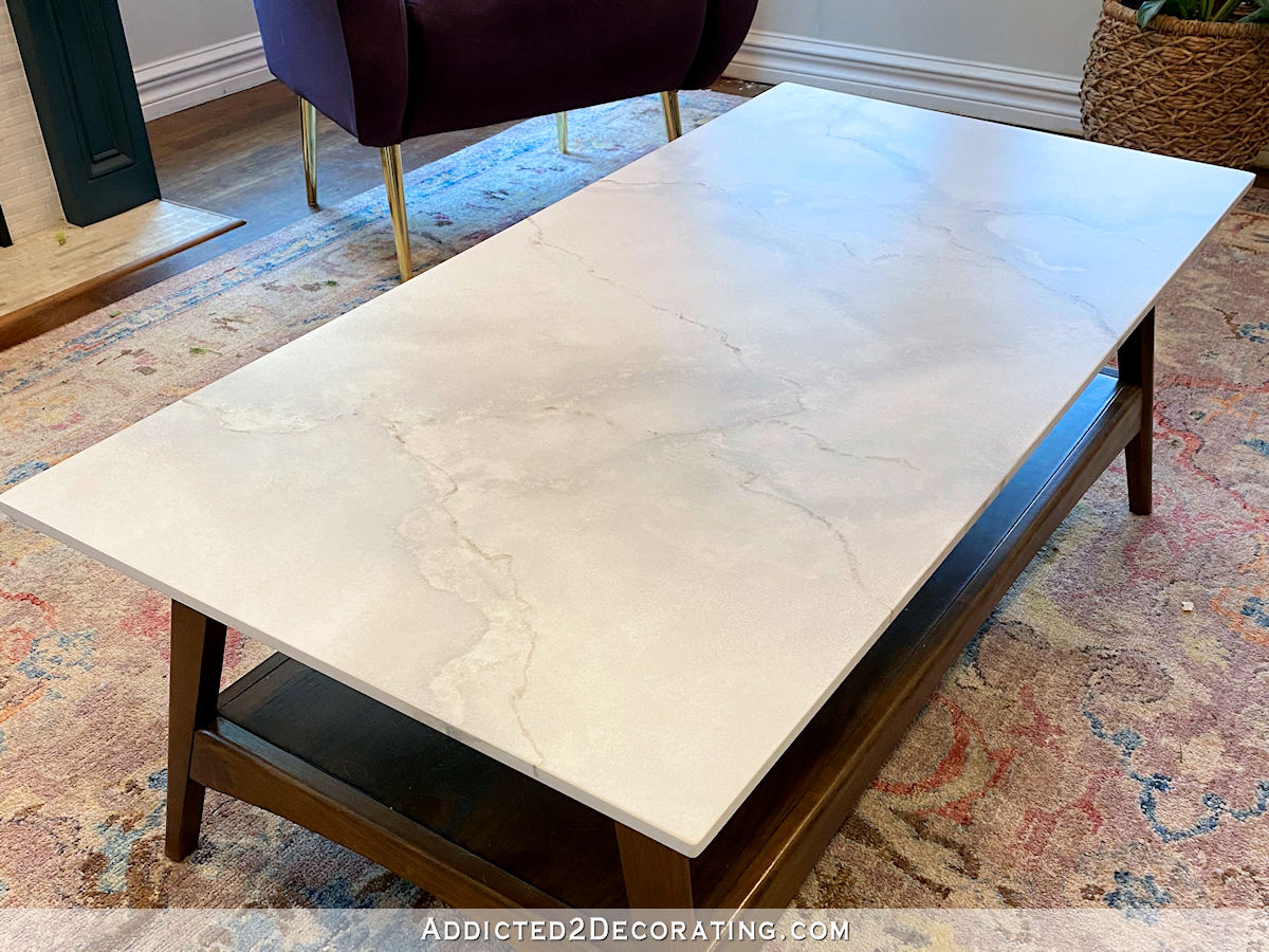 diy faux marble coffee table - 25 - finished top