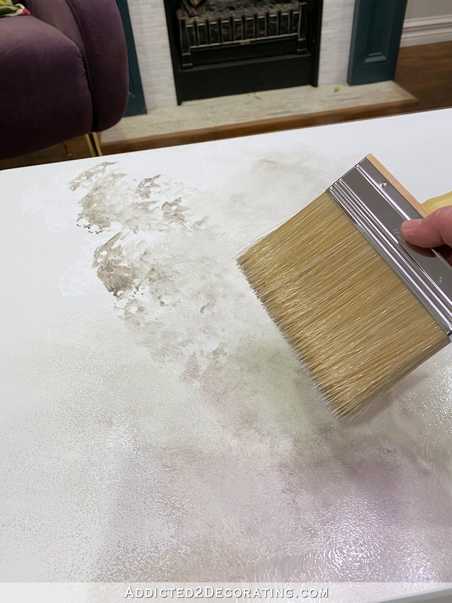 diy faux marble coffee table - 5 - blend white and gray paint