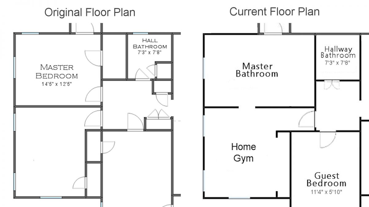 floor plan - hallway before and current