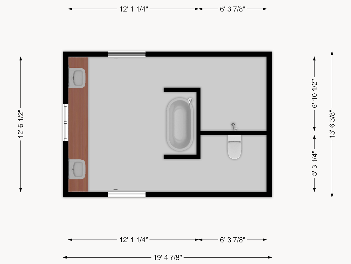 master bathroom floor plan - 2D - 1