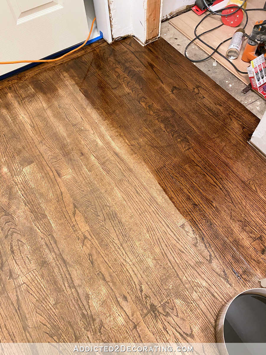 refinishing the hallway red oak hardwood floor - 10