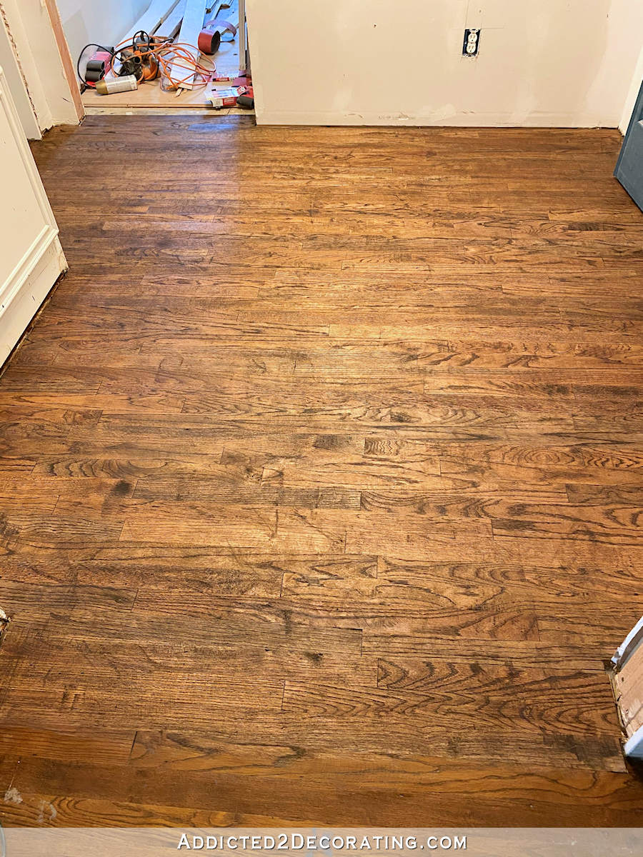 refinishing the hallway red oak hardwood floor - 5