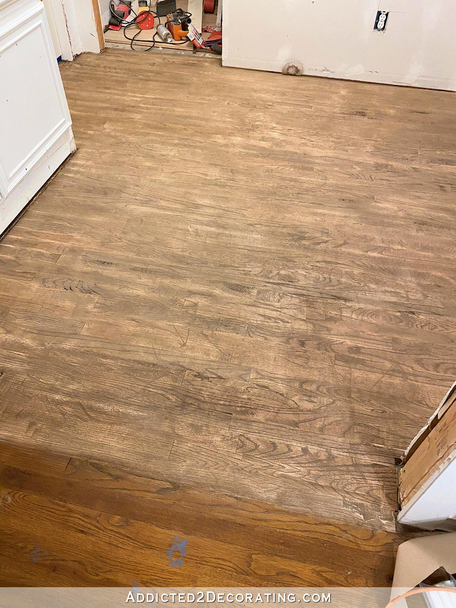 refinishing the hallway red oak hardwood floor - 7