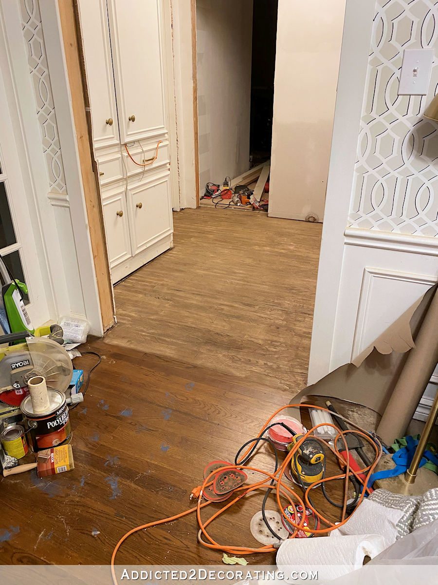 refinishing the hallway red oak hardwood floor - 8