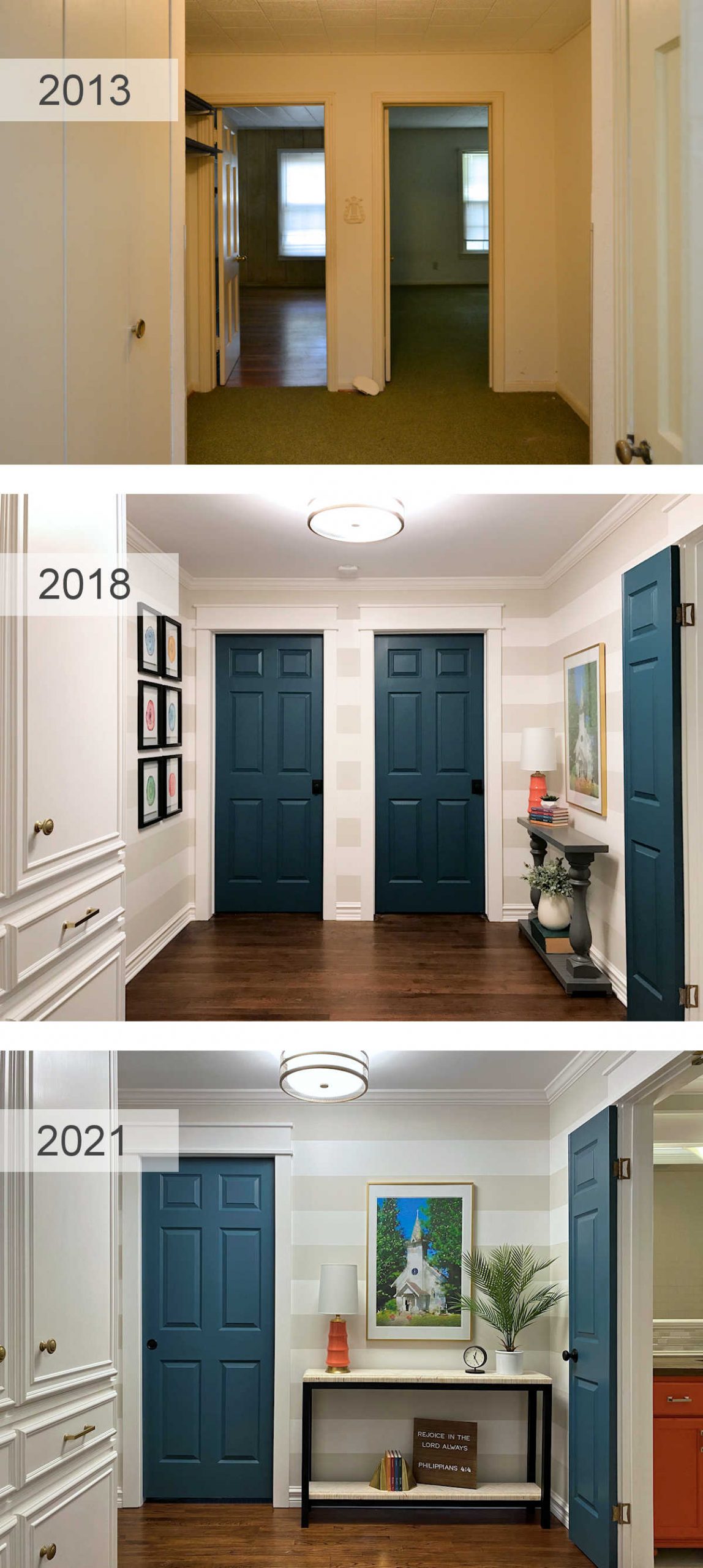 hallway - before after and now