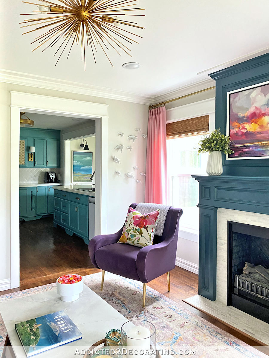 living room and kitchen with natural light