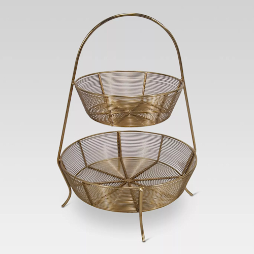 Gold Two-Tier Fruit Basket