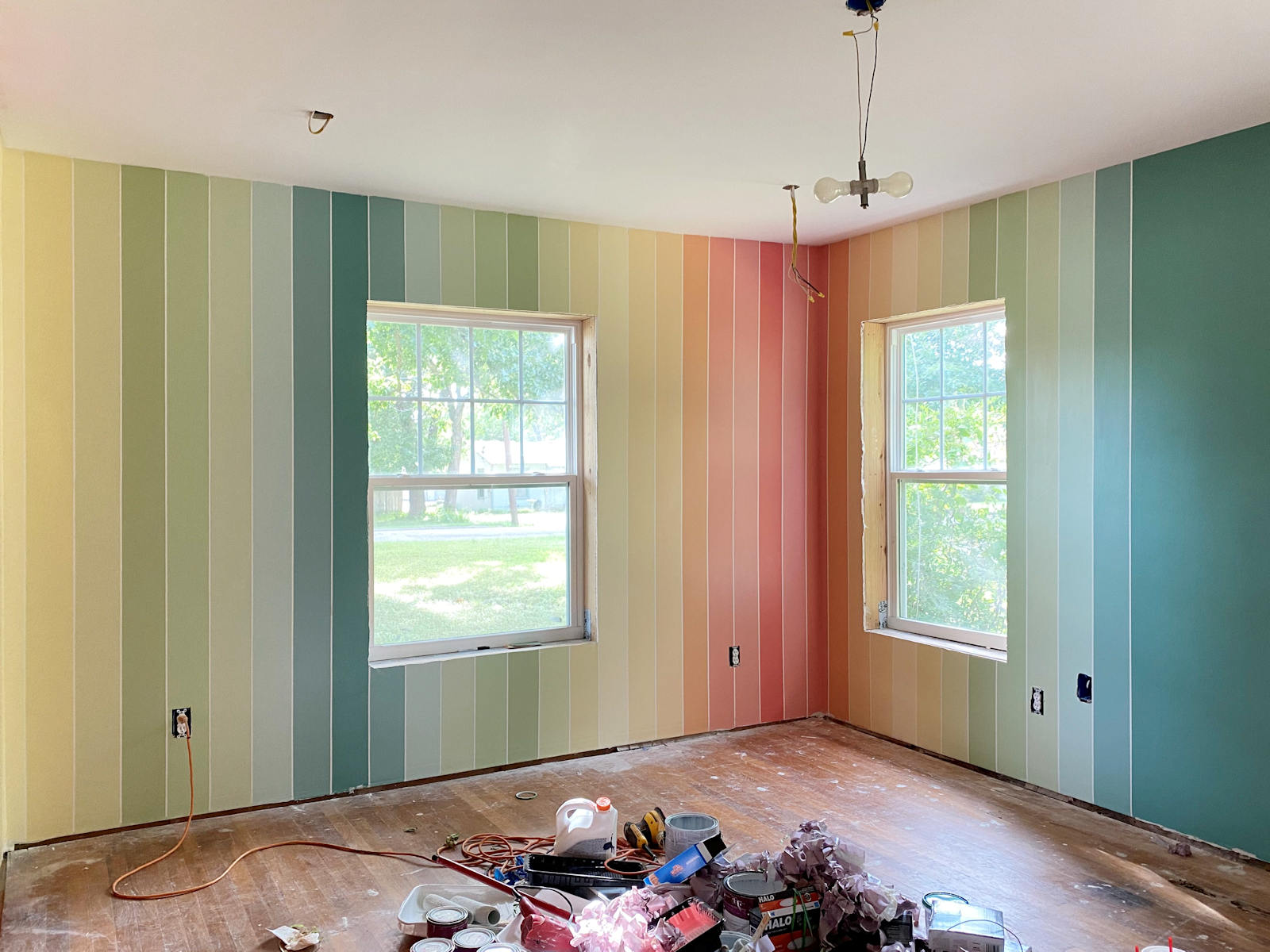 ombre vertical stripe walls