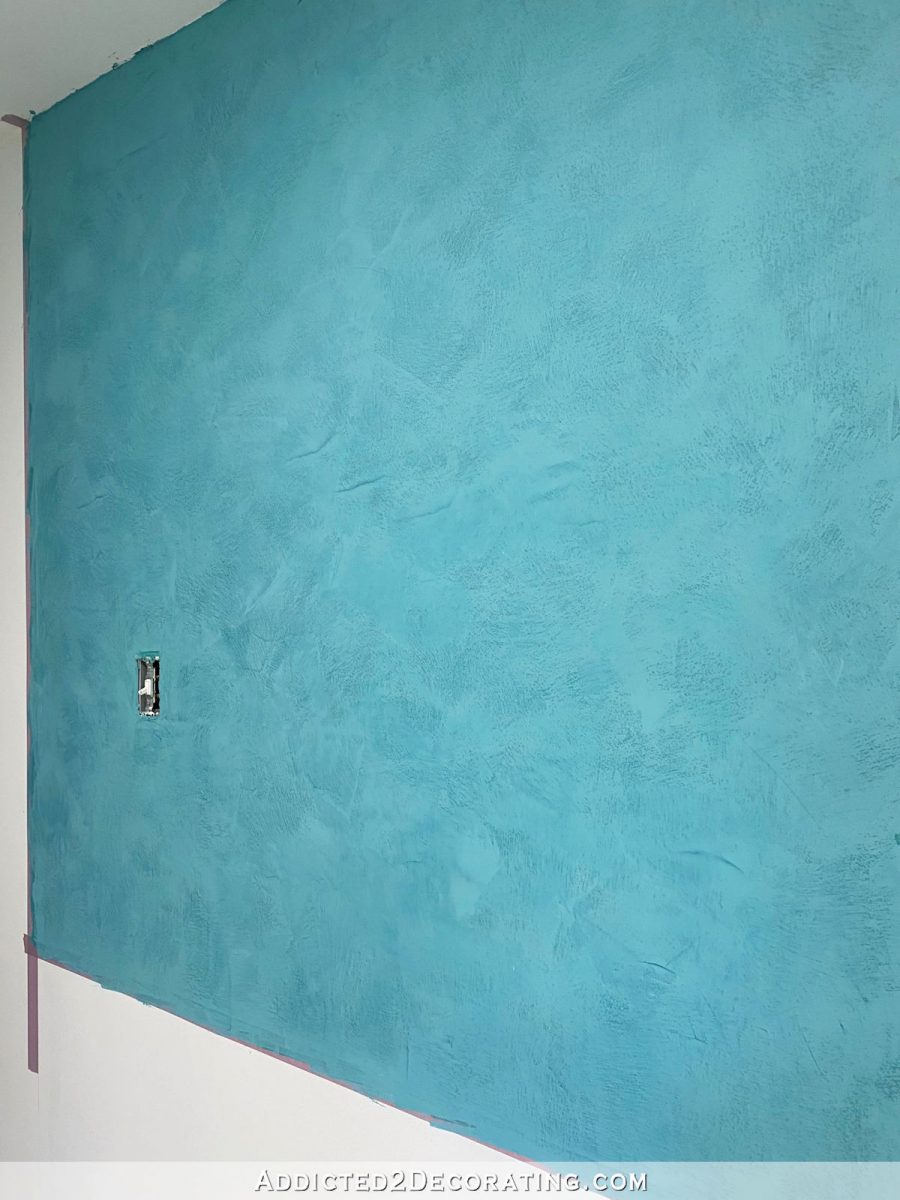 diy teal venetian plaster finish on bathroom walls - 4