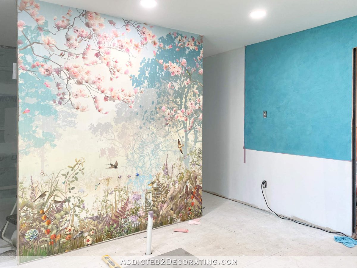 diy teal venetian plaster finish on bathroom walls - 7