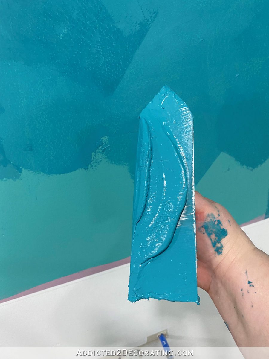diy teal venetian plaster finish on bathroom walls - the process - 4
