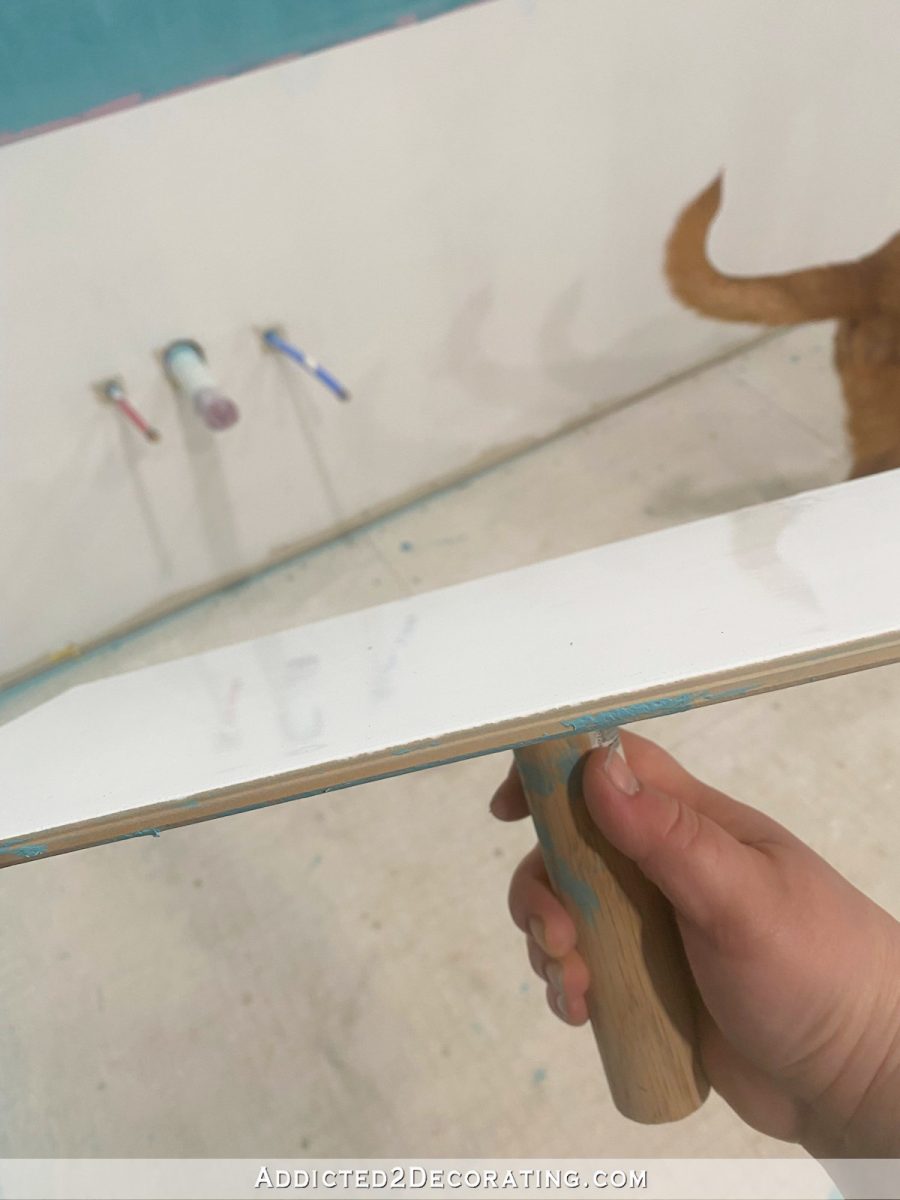 diy teal venetian plaster finish on bathroom walls - the process - 8